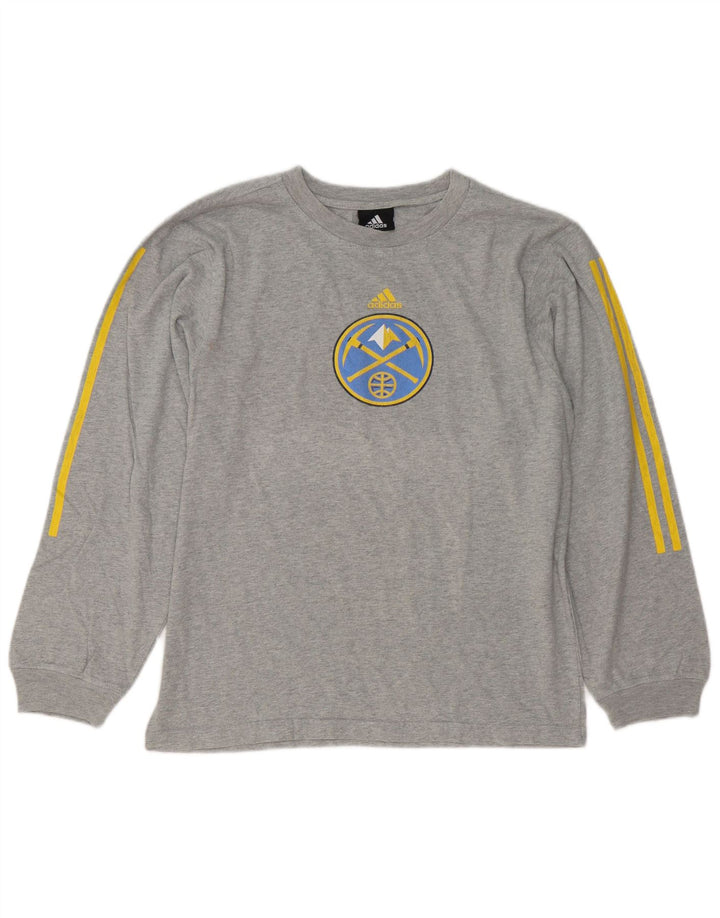 Adidas Mens Denver Nuggets Графический топ с длинным рукавом, средний серый в крапинку