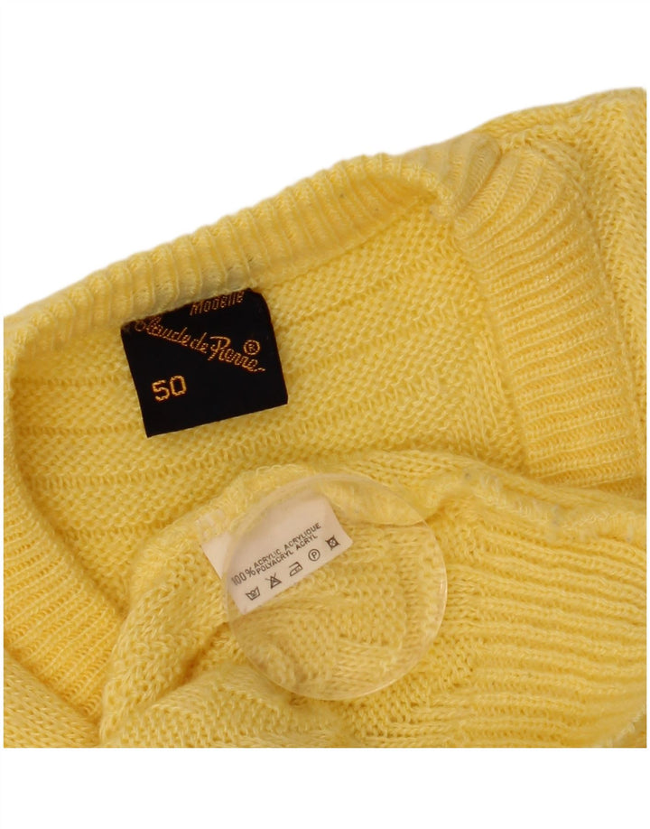 CLAUDE DE PIERRE Мужской джемпер с V-образным вырезом IT 50 Средний Желтый Акрил