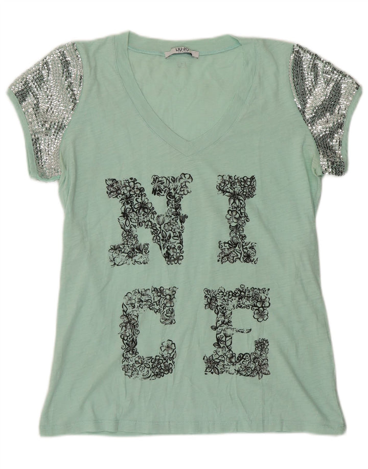 Женская футболка с рисунком Liu Jo Top UK 12, средний зеленый цвет Modern