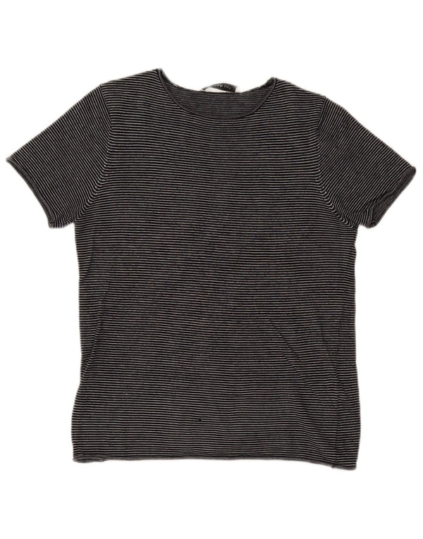 Женская футболка Zara Top UK 12 Medium Темно-синяя полоска