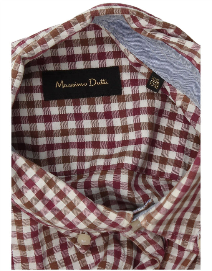 Мужская фланелевая рубашка Massimo Dutti 2XL бордовый в клетку