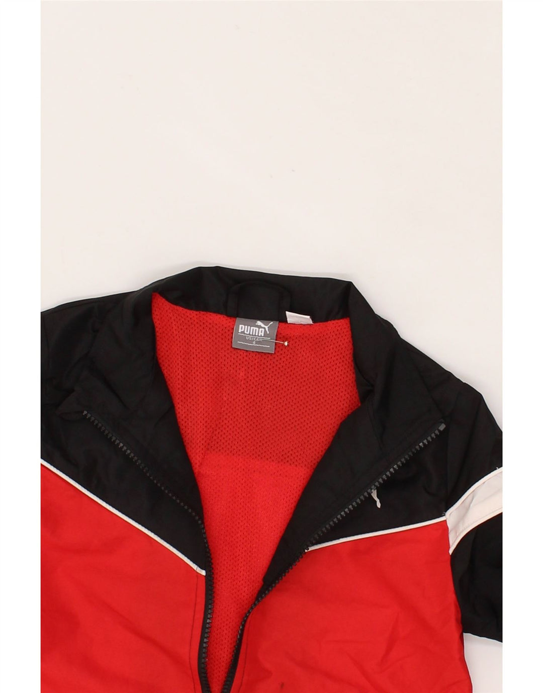 PUMA Boys Rain Jacket 3-4 Years Red Colourblock Polyester Vintage Puma and Second-Hand Puma from Messina Hembry 