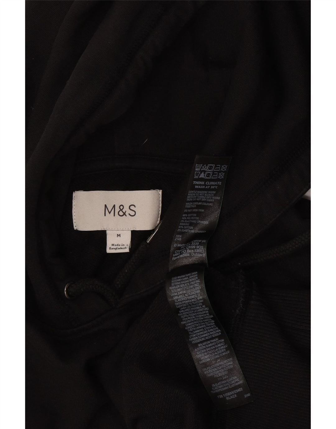 Мужской джемпер с капюшоном Marks & Spencer, средний черный, хлопок