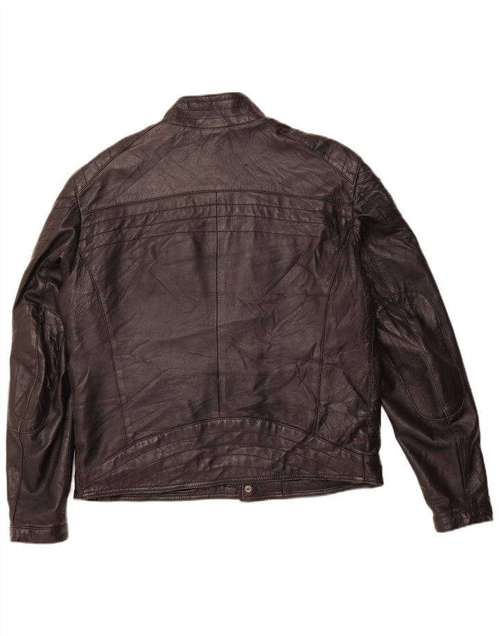 Мужская кожаная куртка-гонщик VINTAGE IT 54 2XL черная кожа