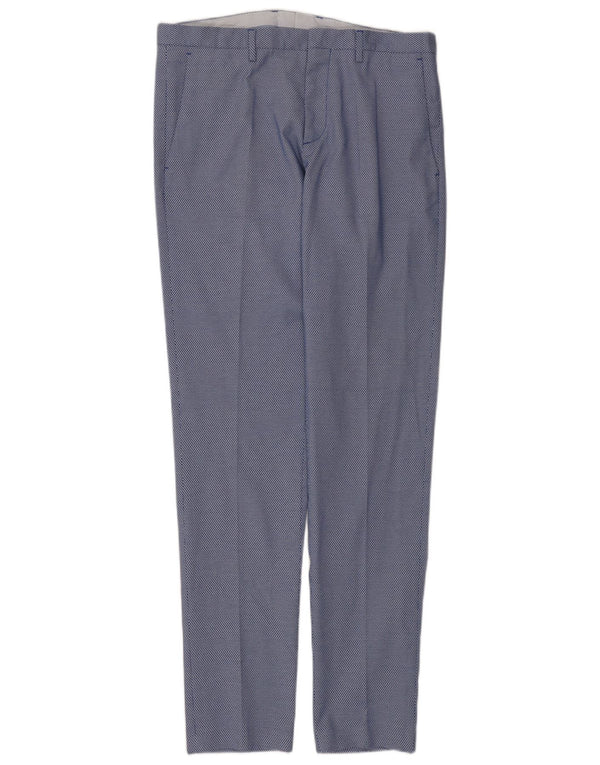 Мужские узкие костюмные брюки Zara EU 44, большие W34 L33, синие с геометрическим рисунком