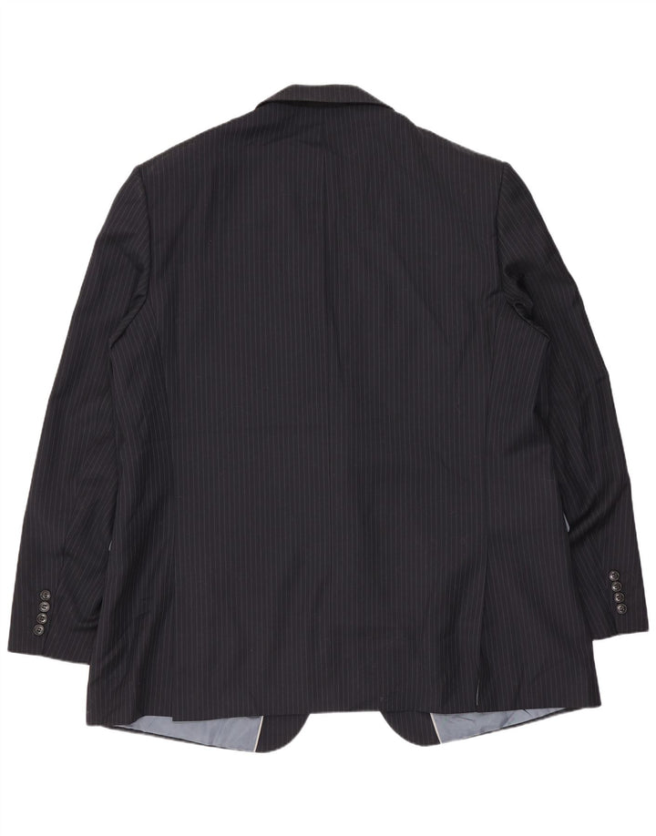 Мужской удлиненный пиджак Marks & Spencer UK 48 2XL темно-синий в тонкую полоску