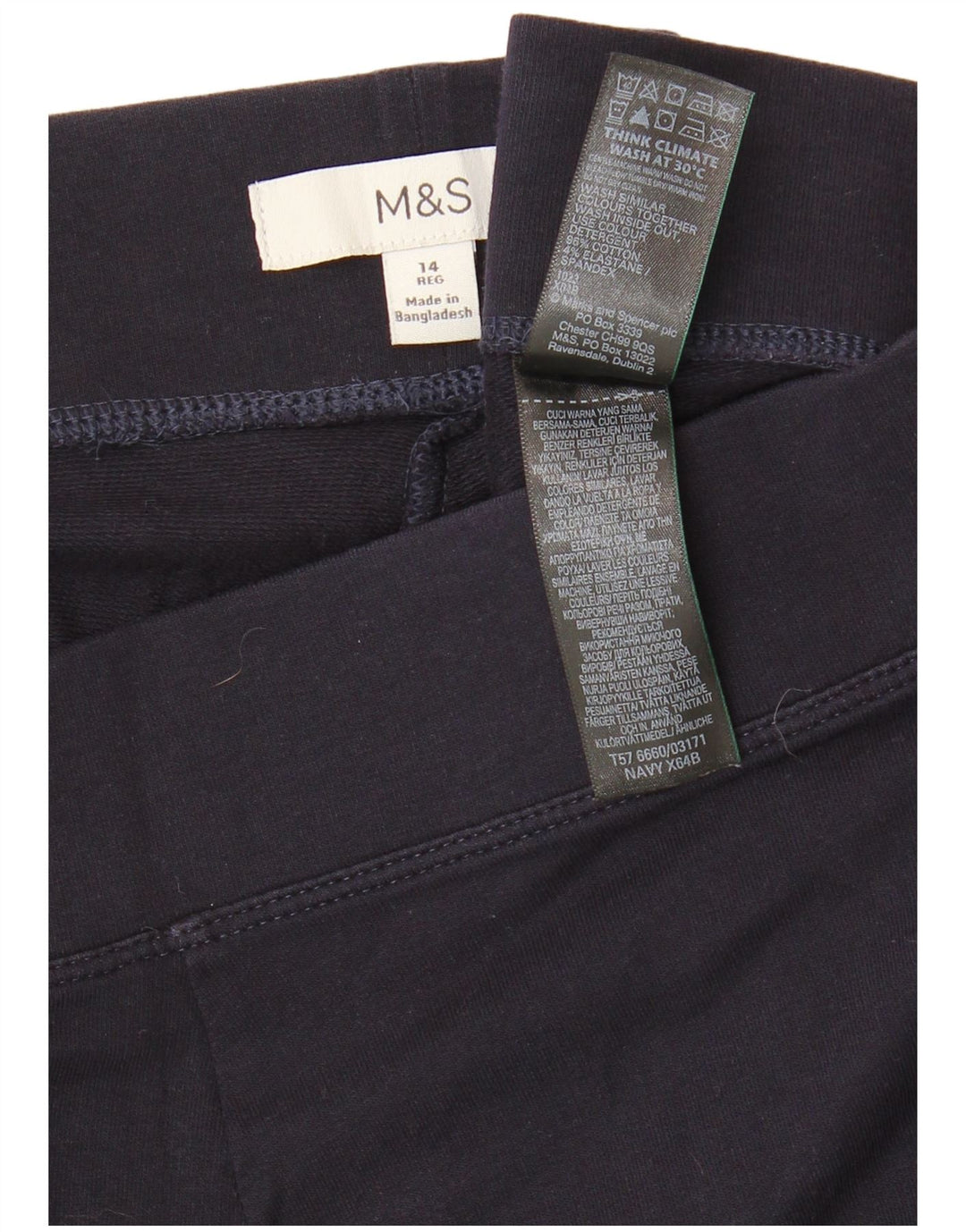 Женские леггинсы MARKS & SPENCER UK 14, большой размер, темно-синий, хлопок
