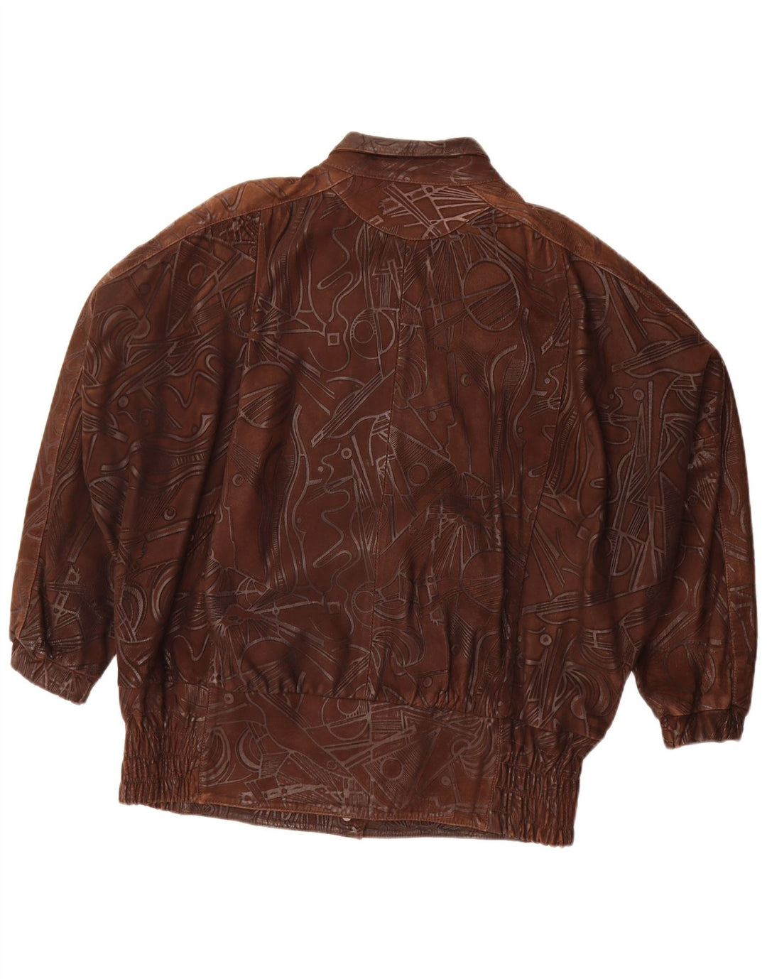 Винтажная женская куртка оверсайз с абстрактным узором EU 38, средний коричневый цвет