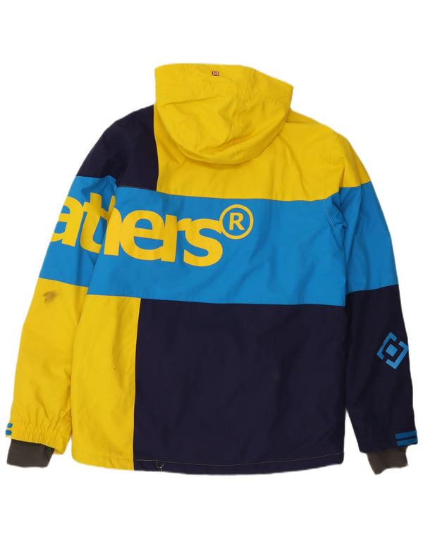 Horsefeathers Mens Graphic Hooded Ski Jacket UK 40 Large Yellow Colourblock