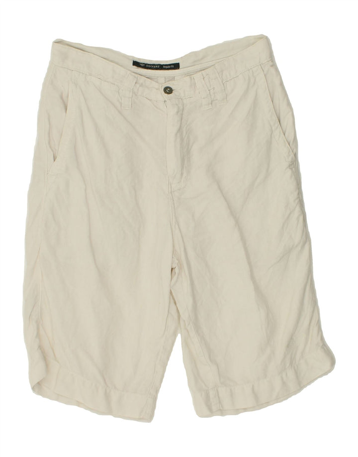 DOCKERS Mens Chino Shorts W31 Medium White Linen Vintage Dockers and Second-Hand Dockers from Messina Hembry 