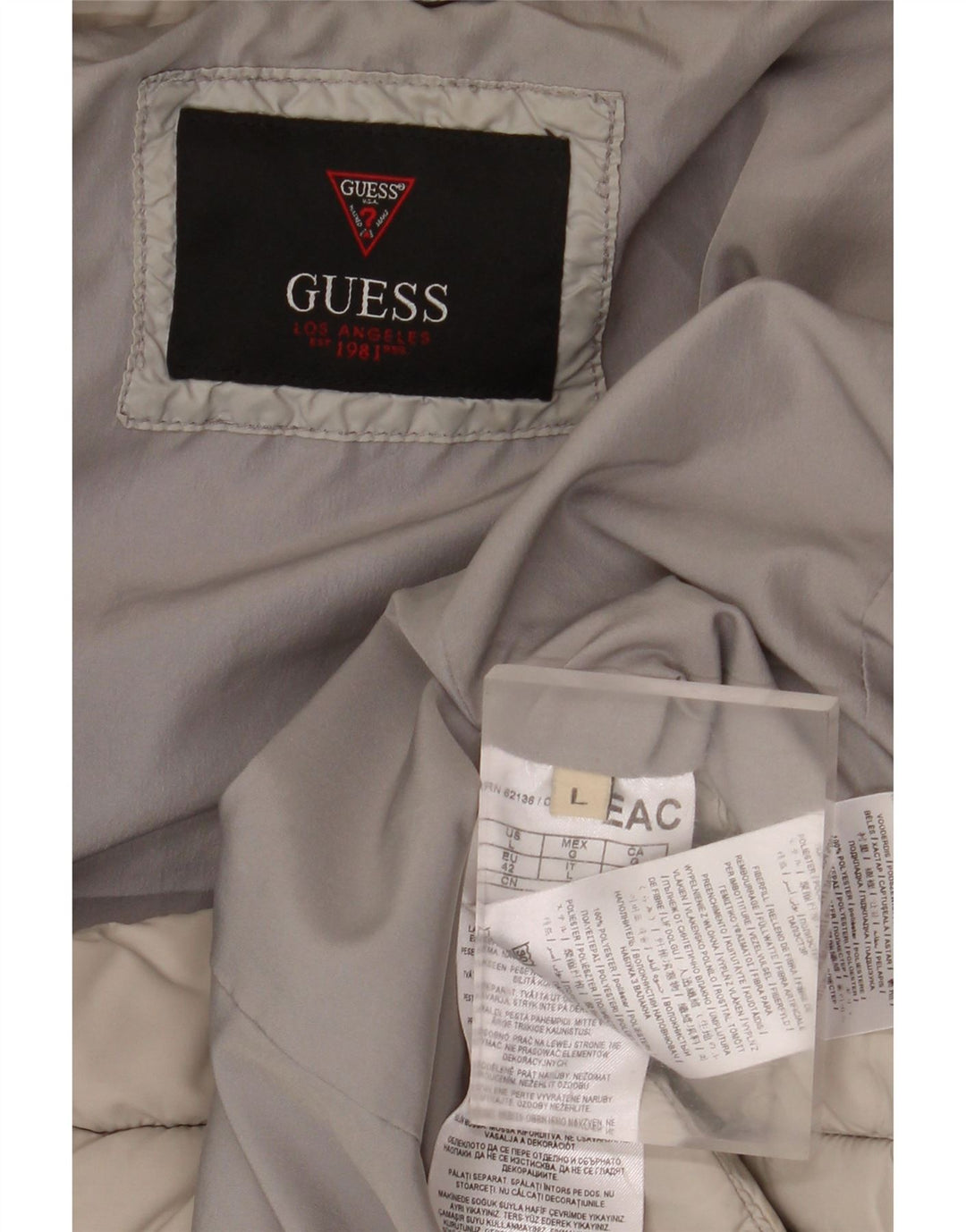 GUESS Женская стеганая куртка UK 16, большая, бежевый, полиэстер