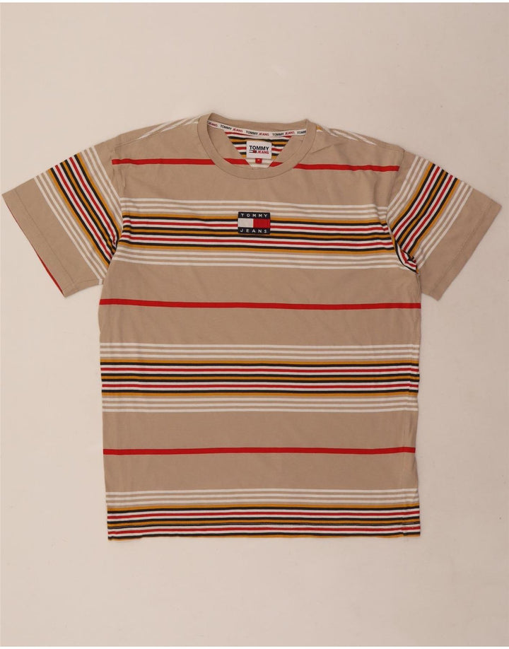 Tommy Hilfiger Мужская футболка из хлопка среднего бежевого цвета в полоску