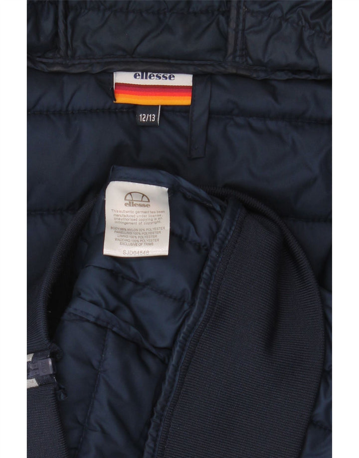 Ellesse Утепленная куртка с капюшоном для мальчиков 12–13 лет Серая нейлоновая с цветными блоками