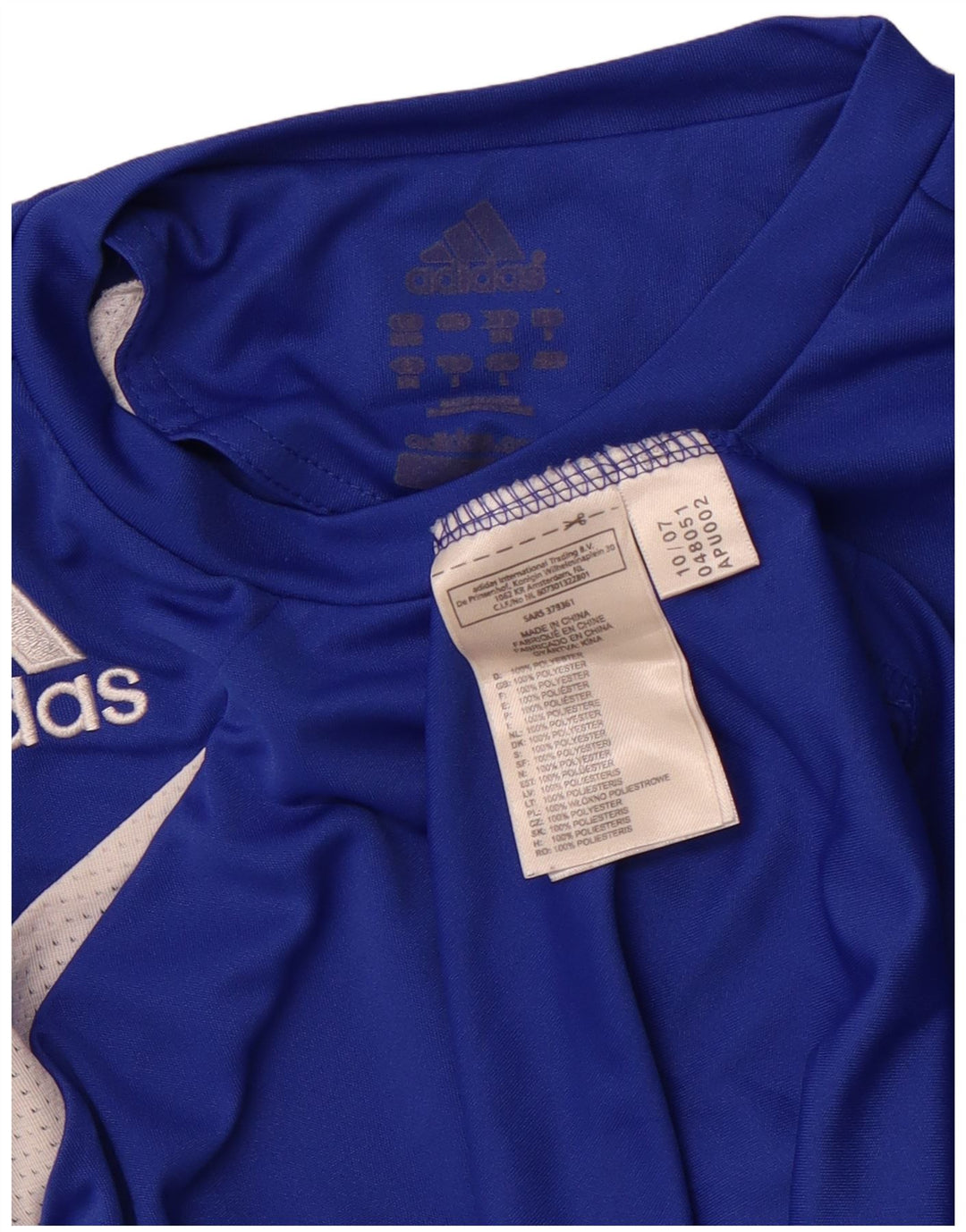 Мужская футболка ADIDAS Top Medium Blue с цветными блоками, полиэстер, спортивная