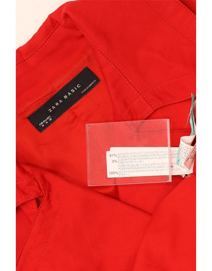 Женское короткое полупальто Zara UK 14, средний красный хлопок, красный