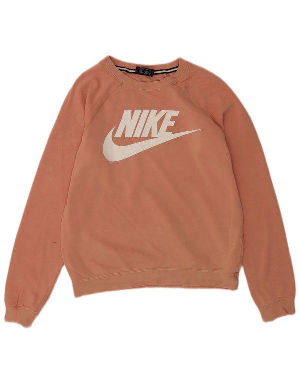 Женский джемпер большого размера с рисунком Nike UK 6 XS, розовый хлопок