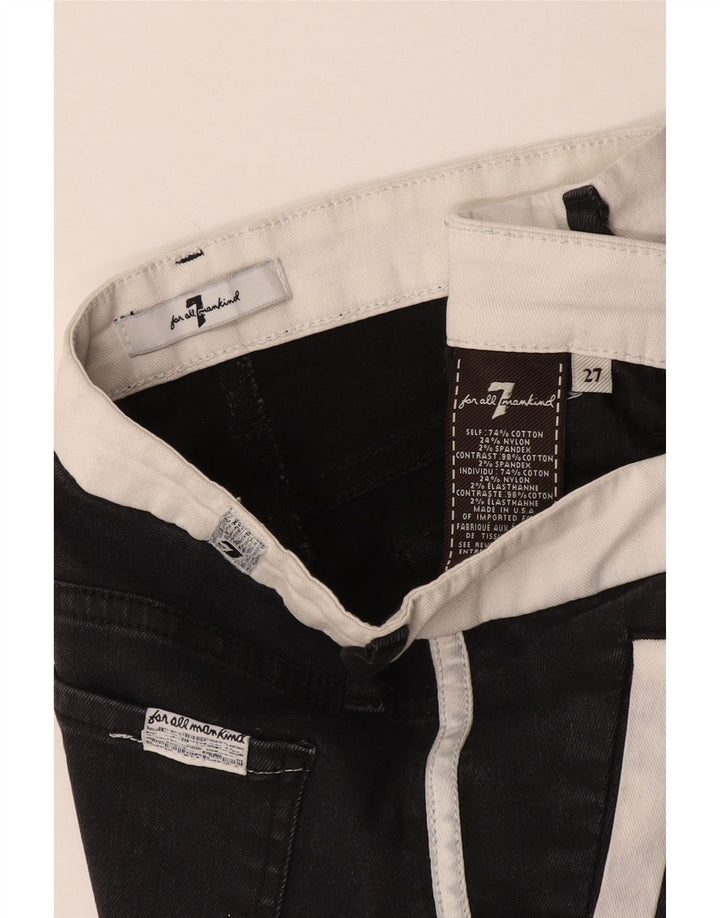 Женские укороченные джинсы скинни 7 For All Mankind W27 L25, черный хлопок с цветными блоками