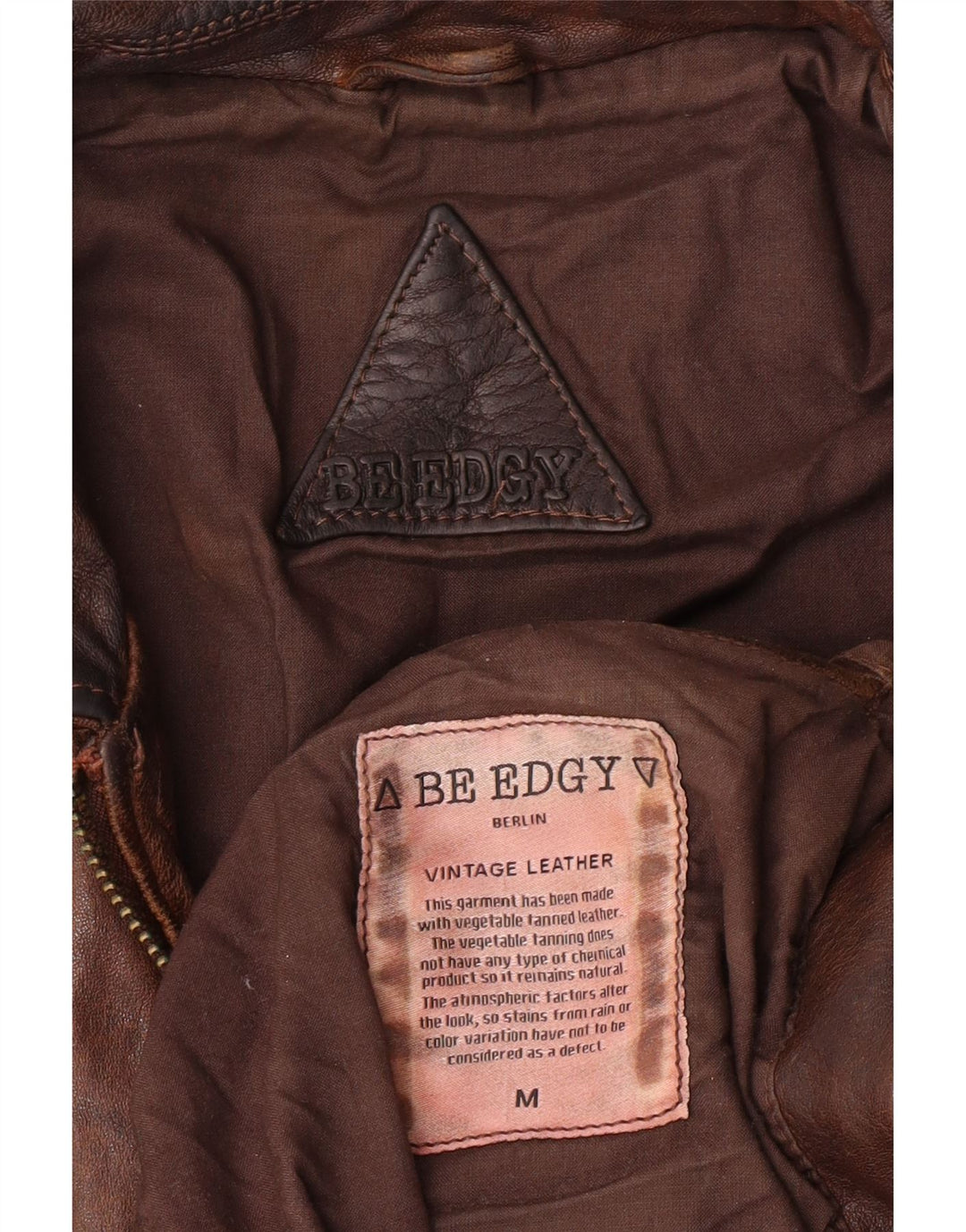 Мужская кожаная куртка Be Edgy UK 38, кожа среднего коричневого цвета