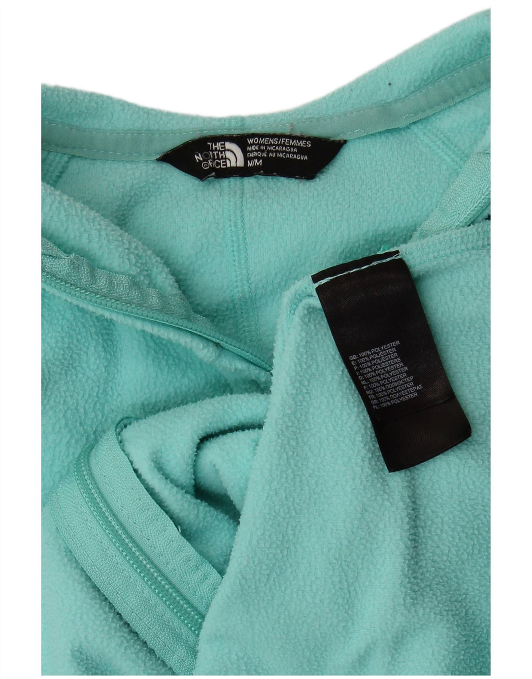 THE NORTH FACE Womens Hooded Fleece Jacket UK 14 Medium Turquoise