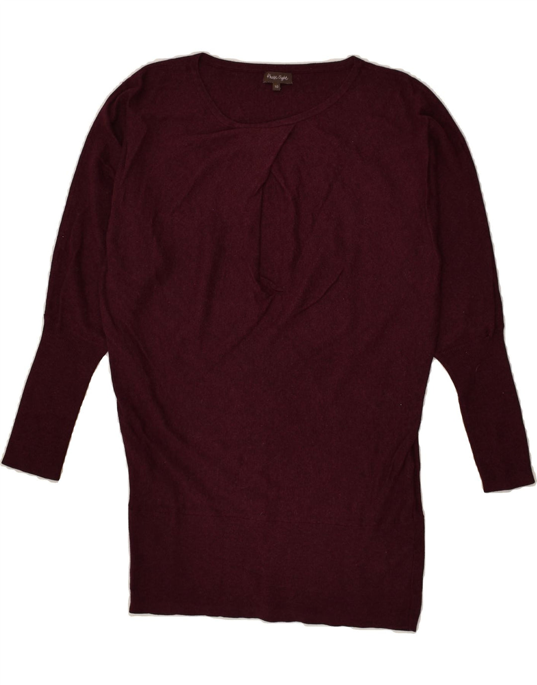 PHASE EIGHT Womens Longline Crew Neck Jumper Sweater UK 10 Small Burgundy | Vintage Phase Eight | Thrift | Second-Hand Phase Eight | Used Clothing | Messina Hembry 