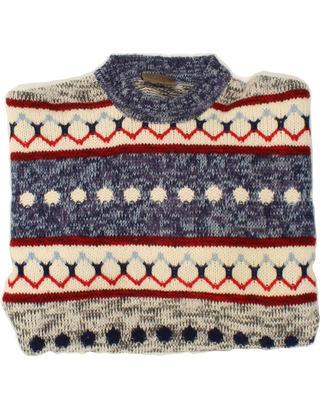 SEVRES Мужской джемпер с круглым вырезом IT 50, средний синий, шерсть Fair Isle