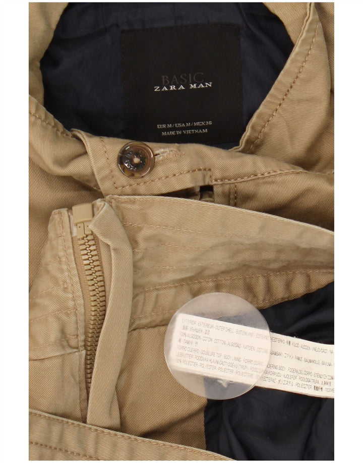 Мужская куртка-бомбер Zara UK 38, средний бежевый, хлопок