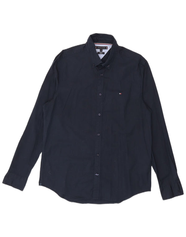 Tommy Hilfiger Мужская рубашка приталенного кроя XL Темно-синяя хлопковая