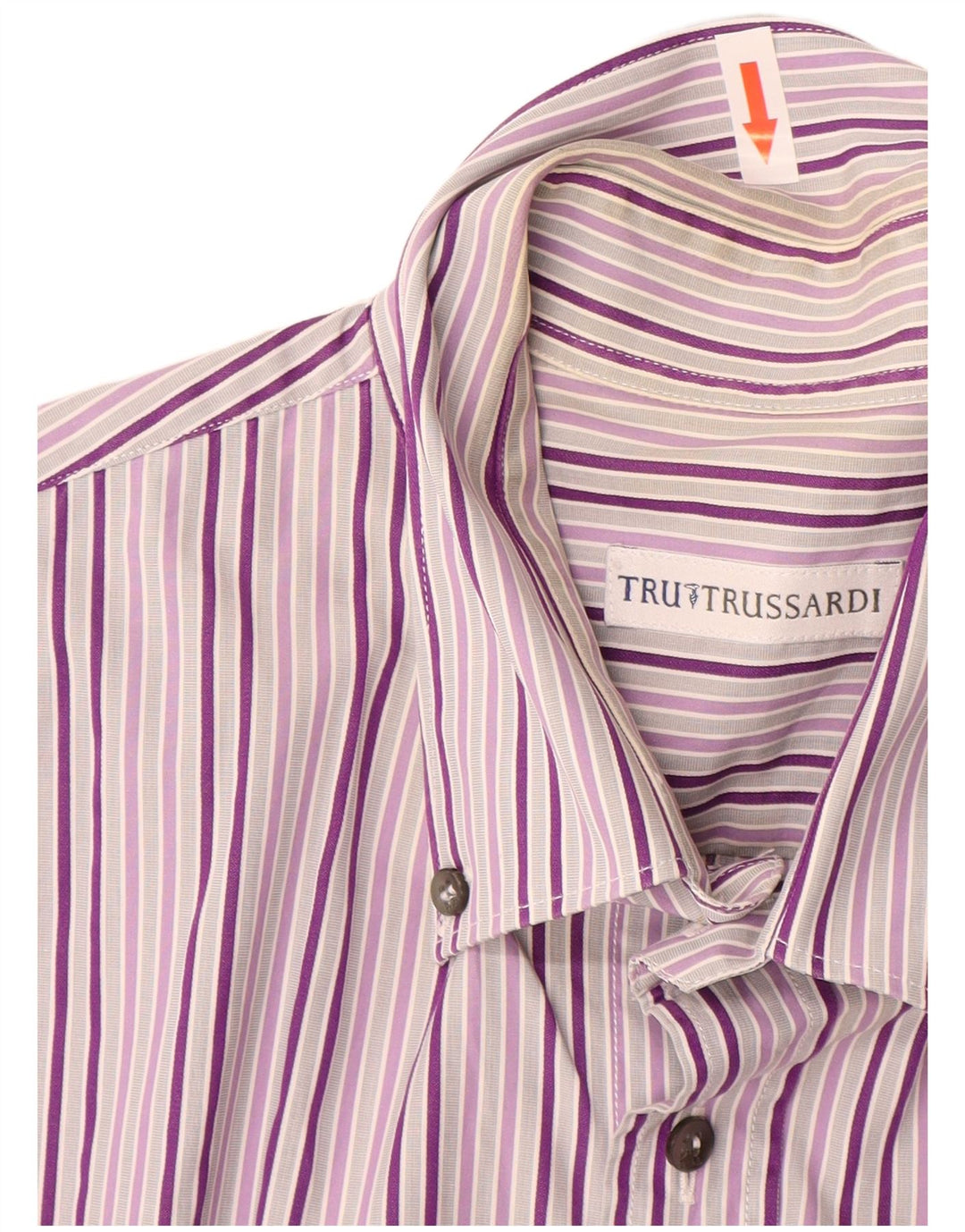 Мужская рубашка Trussardi с коротким рукавом, размер 42, большая фиолетовая полоска