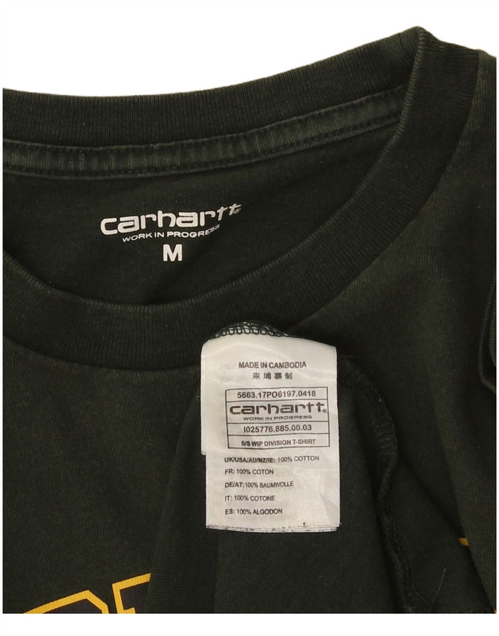 Мужская футболка CARHARTT с рисунком, хлопковый топ среднего зеленого цвета