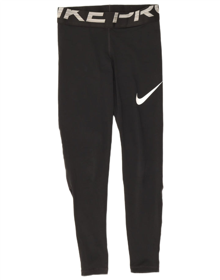 Женские леггинсы с рисунком Nike Dri Fit UK 8, маленькие черные, полиэстер