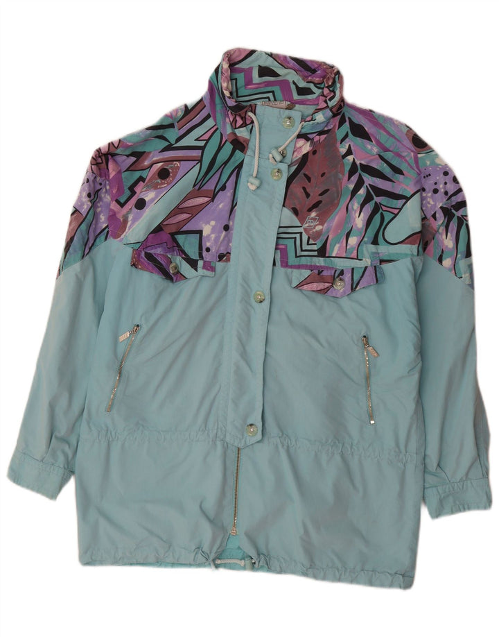 Женский плащ оверсайз Maser M UK 10, маленький бирюзовый с геометрическим узором