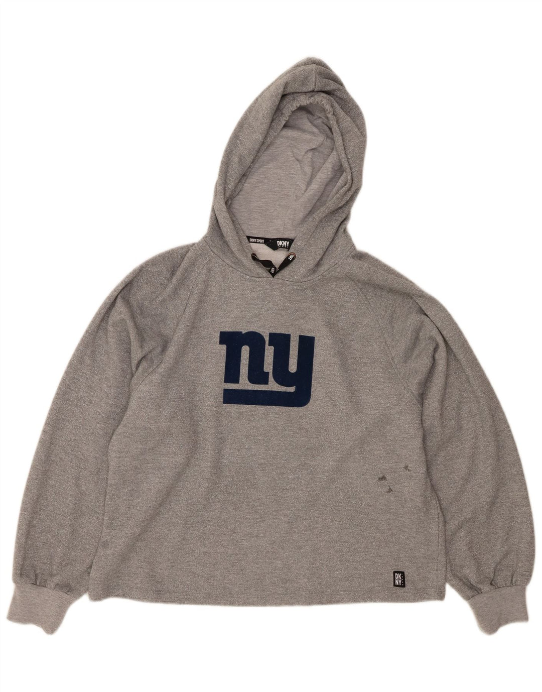 Женский джемпер с капюшоном DKNY Oversized с рисунком UK 14, полиэстер среднего серого цвета