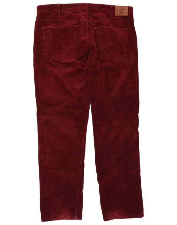 Мужские прямые вельветовые брюки GANT W38 L32, бордовый хлопок