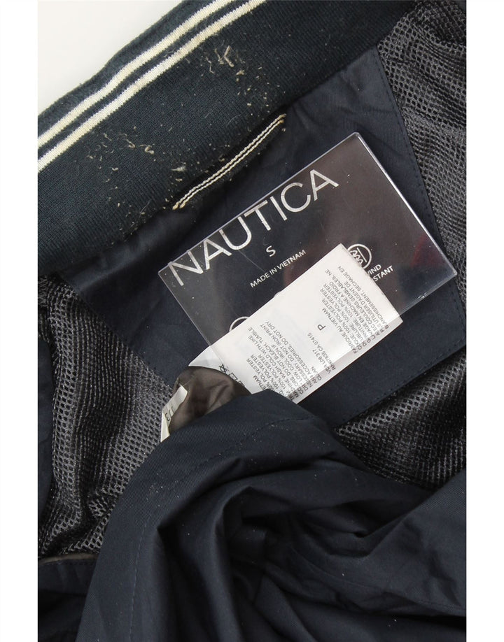 NAUTICA Mens Graphic Bomber Jacket UK 36 Small Navy Blue Polyester Vintage Nautica and Second-Hand Nautica from Messina Hembry 
