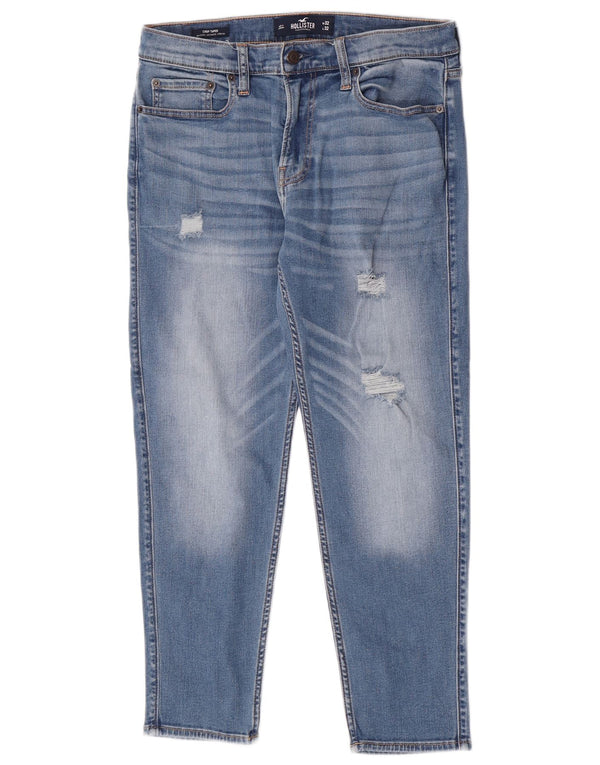 Мужские зауженные укороченные джинсы Hollister W32 L26, синий хлопок