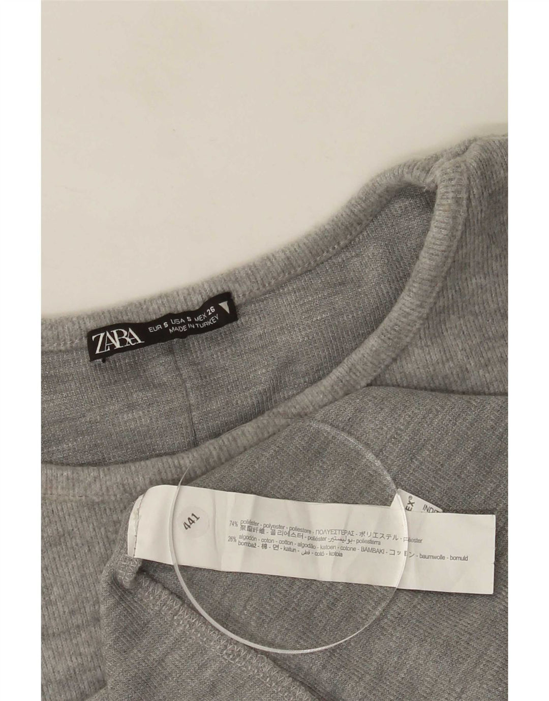 Женское базовое платье Zara UK 8, маленькое серое полиэстер