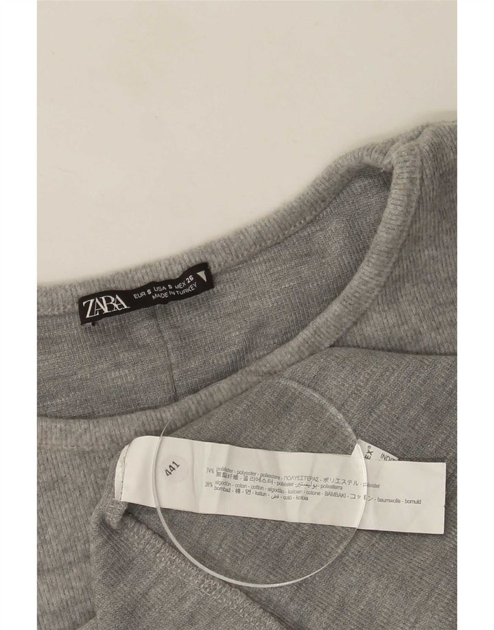 Женское базовое платье Zara UK 8, маленькое серое полиэстер