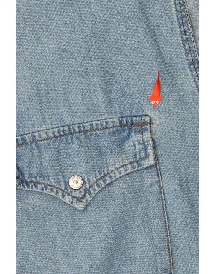 CARRERA Мужская джинсовая рубашка без рукавов, размер 43/44 XL, синяя, хлопок