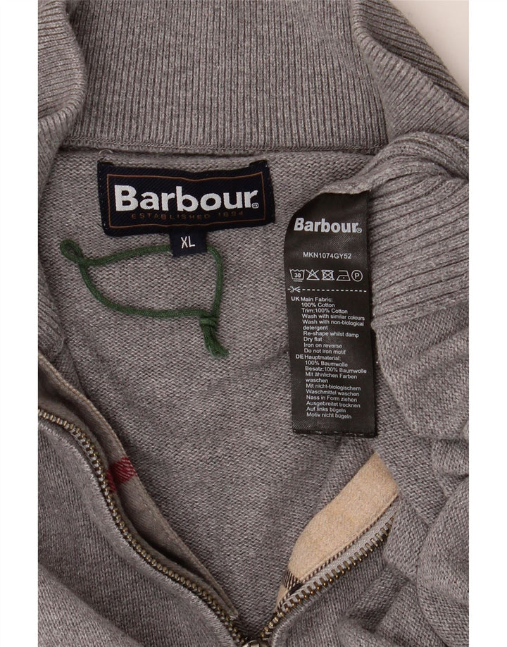 Мужской джемпер с воротником на молнии Barbour XL, серый хлопок
