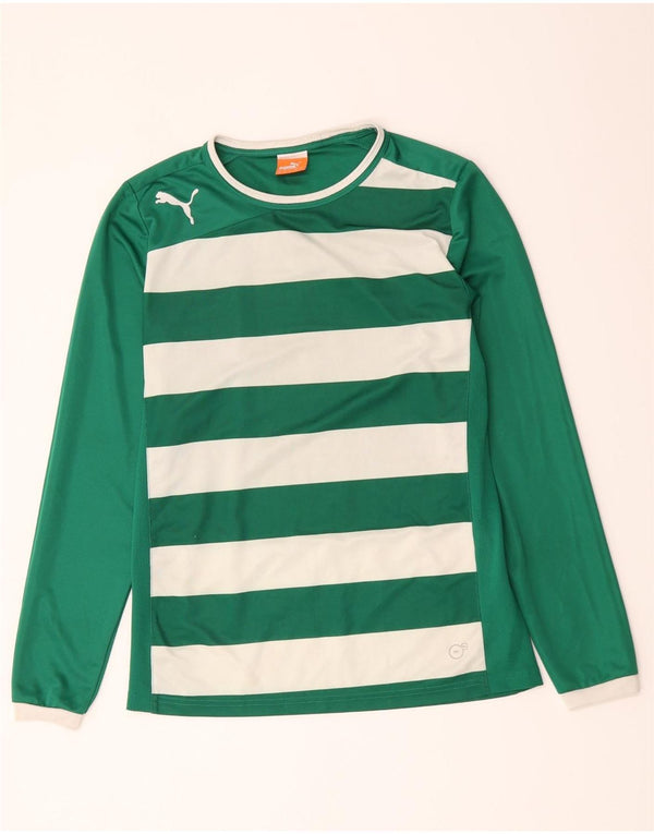 Мужской топ Puma с длинным рукавом, средний зеленый полосатый полиэстер
