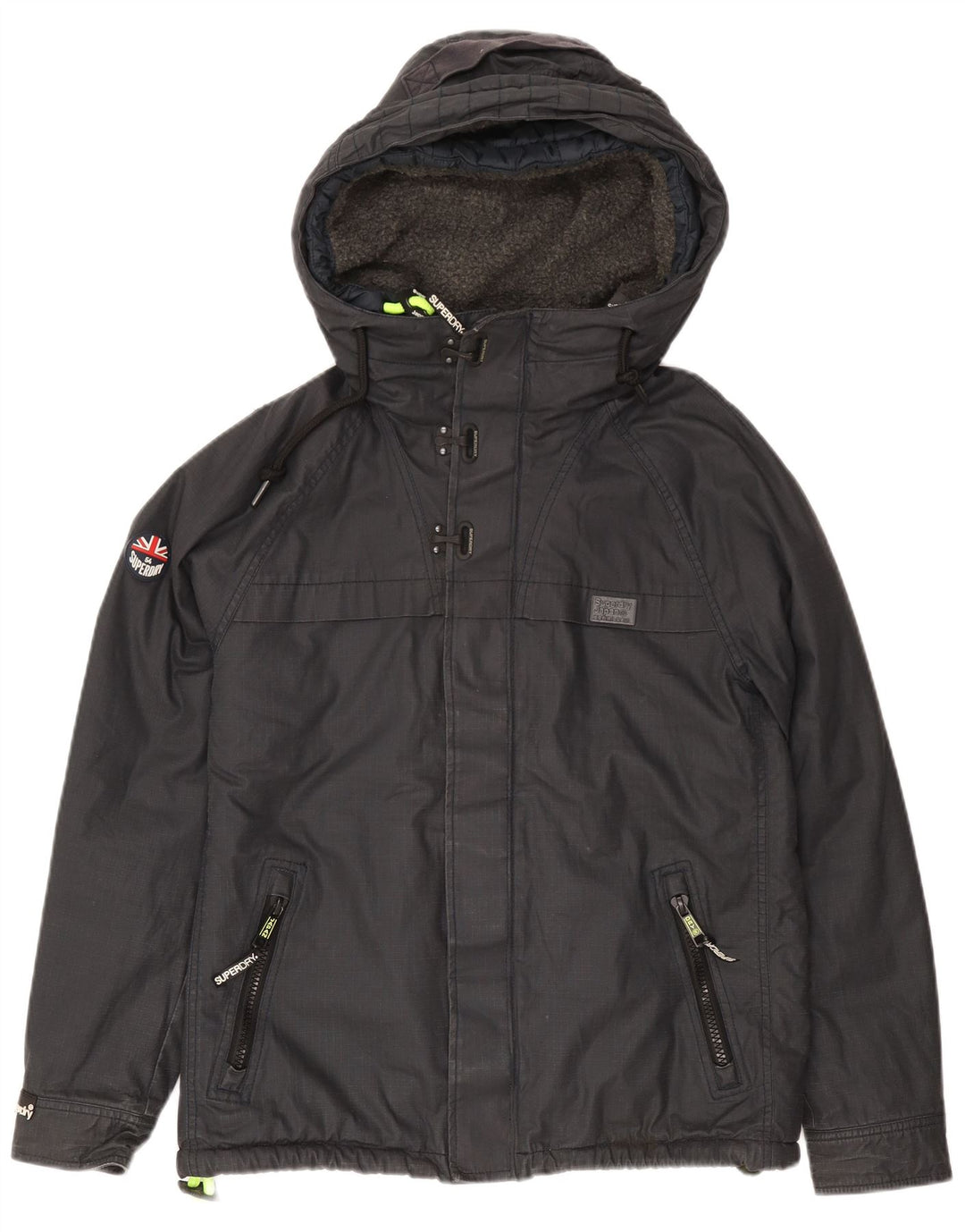 Мужская ветровка с капюшоном Superdry UK 40, большой темно-синий логотип