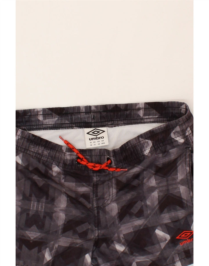 UMBRO Boys Swimming Shorts 7-8 Years Small Grey Geometric Vintage Umbro and Second-Hand Umbro from Messina Hembry 