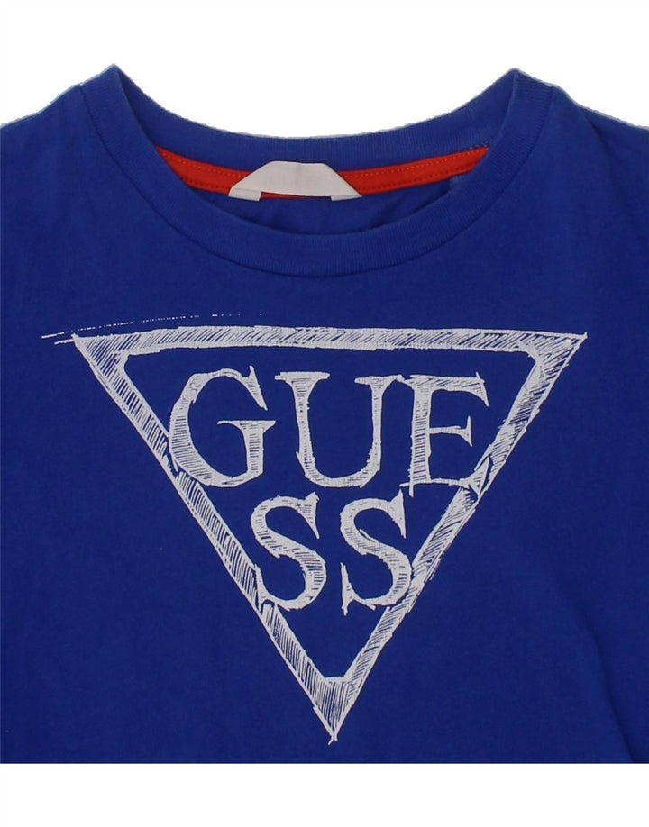 GUESS Boys Graphic Top Long Sleeve 3-4 Years Blue Cotton Vintage Guess and Second-Hand Guess from Messina Hembry 