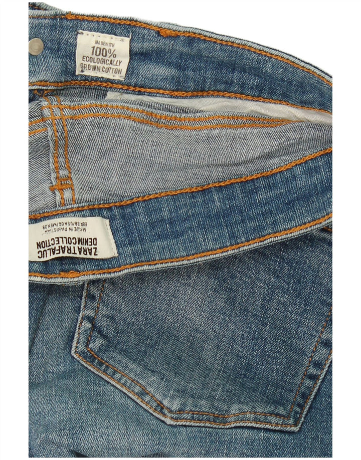ZARA Womens Bootcut Cropped Jeans EU 38 Small W28 L25 Blue Cotton