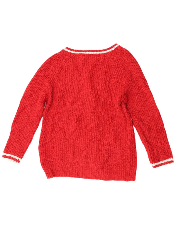 Свитер-кардиган Zara для девочек 9-10 лет, красный акрил