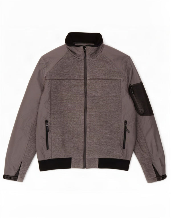 Мужская куртка-бомбер Zara UK 44 2XL, серая, полиэстер с цветными блоками