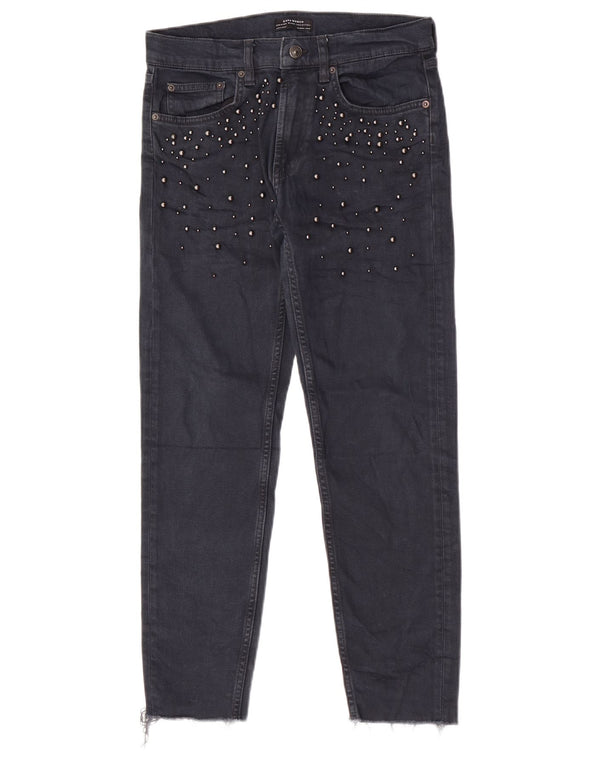 Женские узкие джинсы Zara EU 36 XS W26 L27, темно-синие, хлопковые пятна