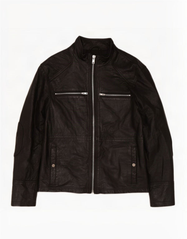 Куртка мужская кожаная BARNEYS UK 38 средняя черная