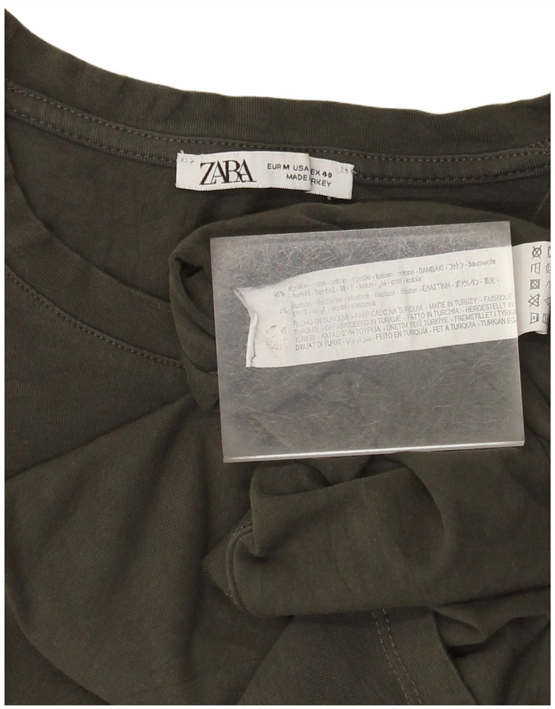 Мужская футболка Zara, хлопковый топ среднего коричневого цвета