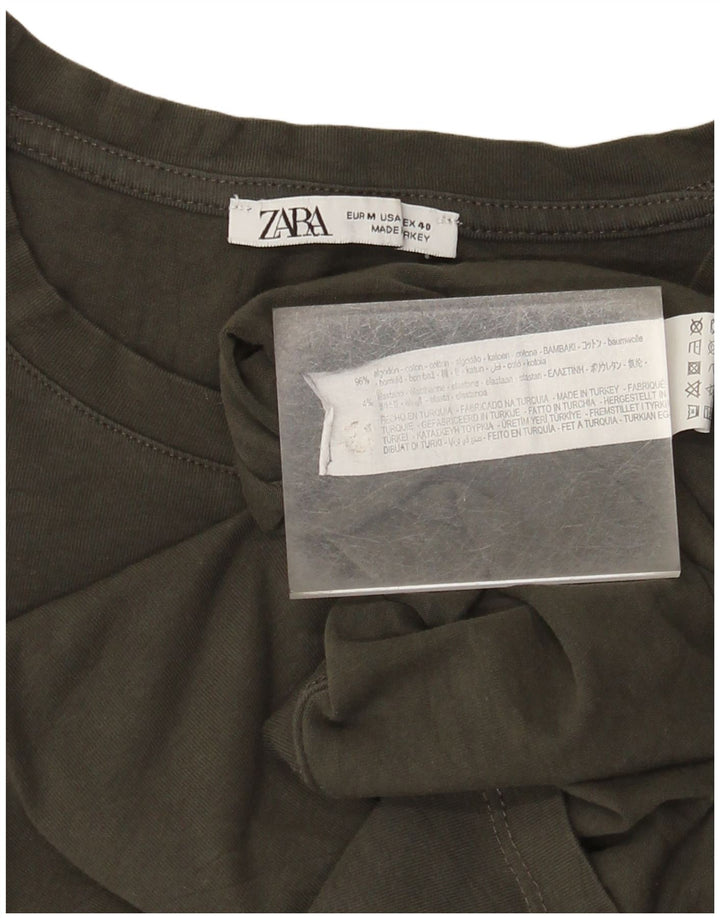 Мужская футболка Zara, хлопковый топ среднего коричневого цвета